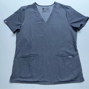 Figs Casma Scrub Top Womens Medium 3 Pocket Medical Nursing FW1100 Gray PO 1568